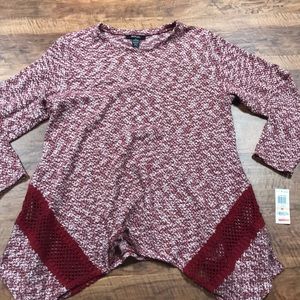 Style & Co Size 2X Red Tunic Sweater, NWT.